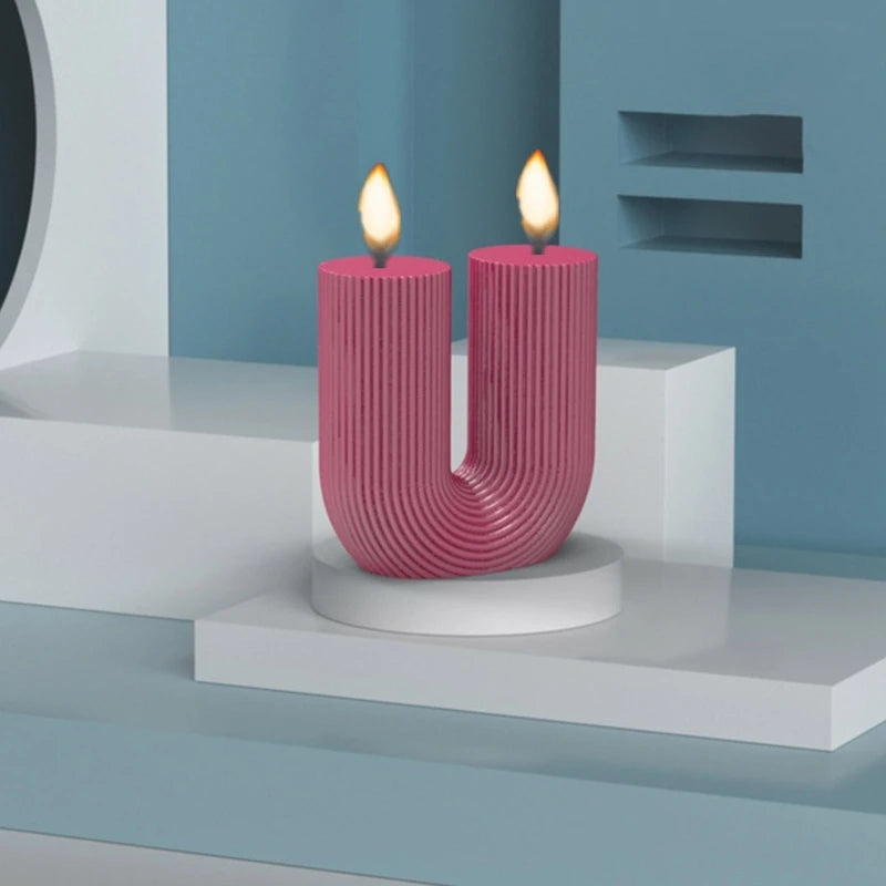 3D U-shaped Candle Silicone Mold Twisted Line Columnar Candle
