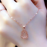 Chinese Style Purple Gourd Pendant Necklace 14K Rose Plated