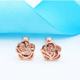 Purple Plated Rose Gold Geometric Flower Earrings