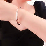 14K Rose Gold Plated Glossy Wide Purple Bracelet for Women