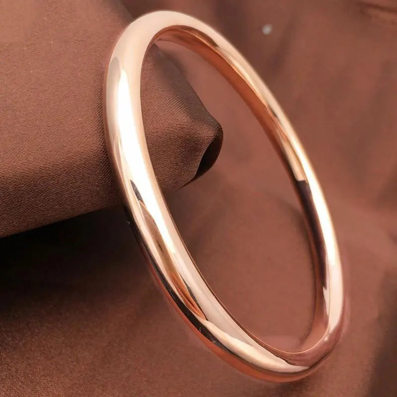 14K Rose Gold Plated Glossy Wide Purple Bracelet for Women