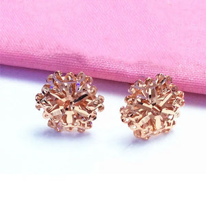 Purple Snowflake Ear Studs - 14K Rose Earrings for Women