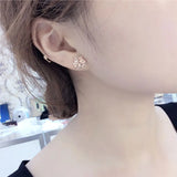 Purple Snowflake Ear Studs - 14K Rose Earrings for Women