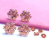 Purple Snowflake Ear Studs - 14K Rose Earrings for Women