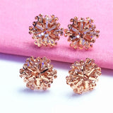 Purple Snowflake Ear Studs - 14K Rose Earrings for Women