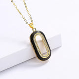 925 Silver Geometric Zircon Pendant Necklace for Women