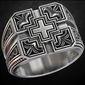 Vintage Thai Silver Christian Cross Men's Ring Gift