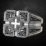 Vintage Thai Silver Christian Cross Men's Ring Gift