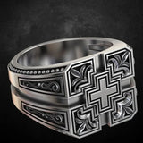 Vintage Thai Silver Christian Cross Men's Ring Gift