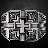 Vintage Thai Silver Christian Cross Men's Ring Gift