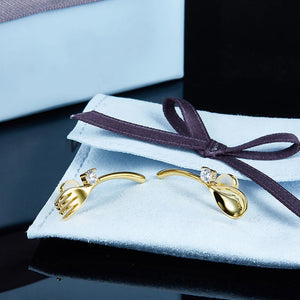 925 Silver Diamond Dessert Tableware Stud Earrings