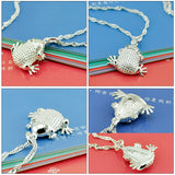 925 Silver Frog Pendant Necklace Female Jewelry Student Accessories