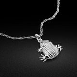 925 Silver Frog Pendant Necklace Female Jewelry Student Accessories