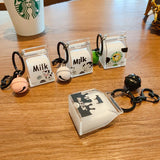 Acrylic Milk Drinks Keychain Moving Liquid Key Chain for Kids Bag Pendant Toys