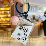 Acrylic Milk Drinks Keychain Moving Liquid Key Chain for Kids Bag Pendant Toys