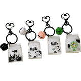 Acrylic Milk Drinks Keychain Moving Liquid Key Chain for Kids Bag Pendant Toys