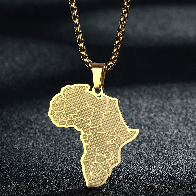 Creative Africa Map African Necklace Stainless Steel Men Jewelry