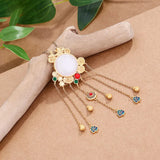 Vintage Hotan Jade Tassel Necklace Enamel Inlay Wedding Jewelry
