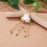 Vintage Hotan Jade Tassel Necklace Enamel Inlay Wedding Jewelry