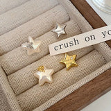925 Silver Asymmetric Shell Star Stud Earrings Women