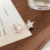 925 Silver Asymmetric Shell Star Stud Earrings Women