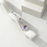 925 Silver Zircon Chain Necklace Heart Pendant