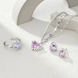 925 Silver Zircon Chain Necklace Heart Pendant