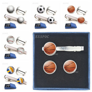 Sports Tie Clip & Cufflinks Set for Him