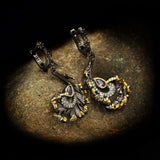 Zircon Leaf Earrings 925 Silver Irregular Ladies Jewelry