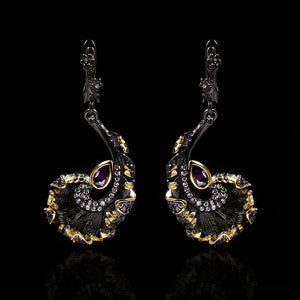 Zircon Leaf Earrings 925 Silver Irregular Ladies Jewelry