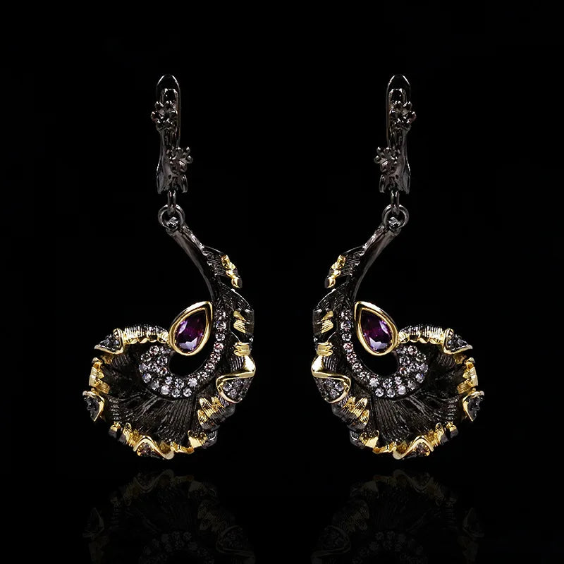 Zircon Leaf Earrings 925 Silver Irregular Ladies Jewelry