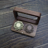 Walnut Jewelry Rectangle Box Brooch Pin Corsage Storage Case