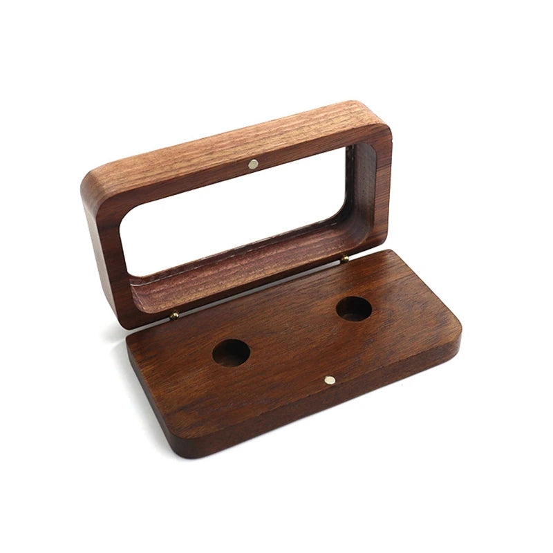 Walnut Jewelry Rectangle Box Brooch Pin Corsage Storage Case