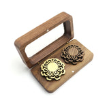 Walnut Jewelry Rectangle Box Brooch Pin Corsage Storage Case
