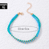 Bohemian Green Beads Double Layer Anklets for Women