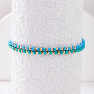 Bohemian Green Beads Double Layer Anklets for Women