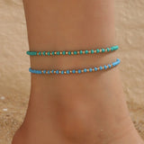 Bohemian Green Beads Double Layer Anklets for Women