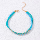 Bohemian Green Beads Double Layer Anklets for Women