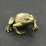 Brass Frog Figurines Solid Animal Tea Pet Paperweight Desk Decor