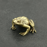 Brass Frog Figurines Solid Animal Tea Pet Paperweight Desk Decor