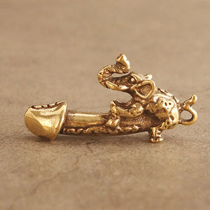 Brass Penis Keychain Chick Pendant Fun Mini Genitals Car Keychain