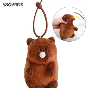 Fluffy Capybara Plush Keychain Stuffed Animal Toy