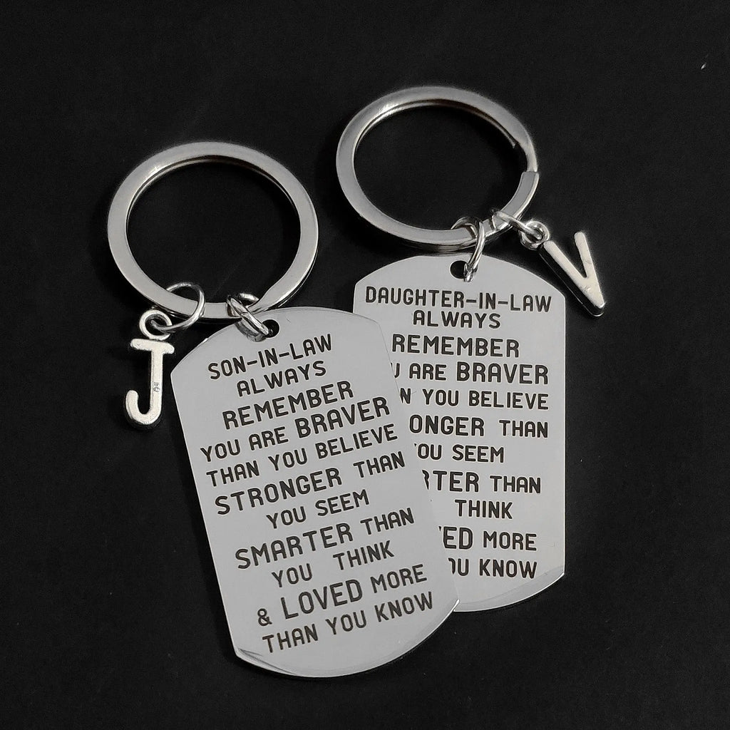 Personalized Keychain for Son-in-law Daughter-in-law, Letter A-Z Stainless Steel