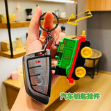Cartoon Train Key Chain 3D Vehicle Pendant Keyring