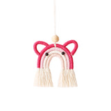 Cute Bear Car Pendant Hand Woven Knot Wooden Bead European American Style