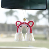 Cute Bear Car Pendant Hand Woven Knot Wooden Bead European American Style