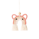 Cute Bear Car Pendant Hand Woven Knot Wooden Bead European American Style