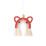 Cute Bear Car Pendant Hand Woven Knot Wooden Bead European American Style