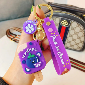 Cartoon Ice Cream Keychain Peach Grape Watermelon Pendant