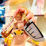 Cute Oiled Pearl Milk Tea Cup Bear Keychain For Women